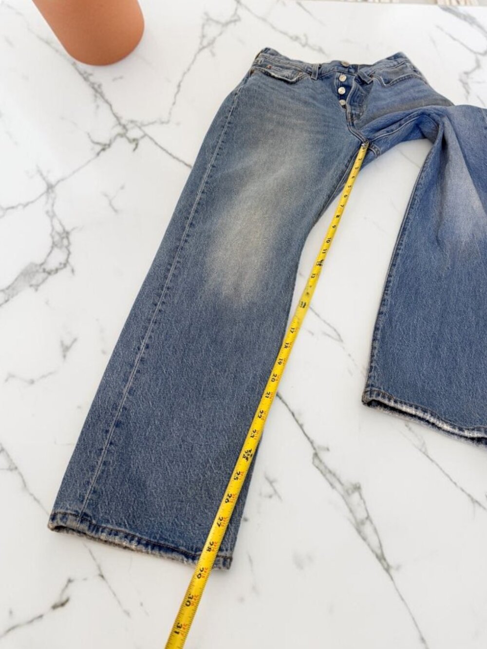 Levi's 501 Curve Straight Stretch Jeans Size 28 Button Fly Medium Wash - Picture 5 of 14